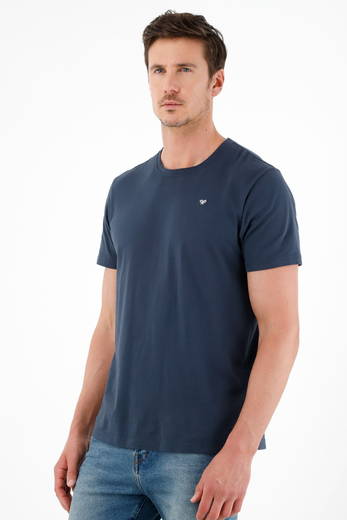 Camiseta azul manga corta para hombre