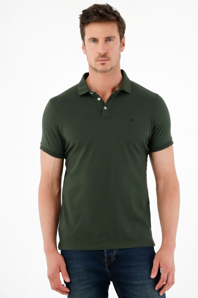 Polo verde  Lycra-Algodón para hombre