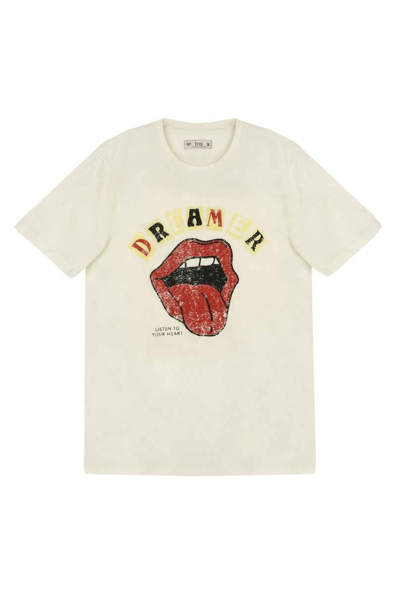 Camiseta crudo estampada en frente para mujer