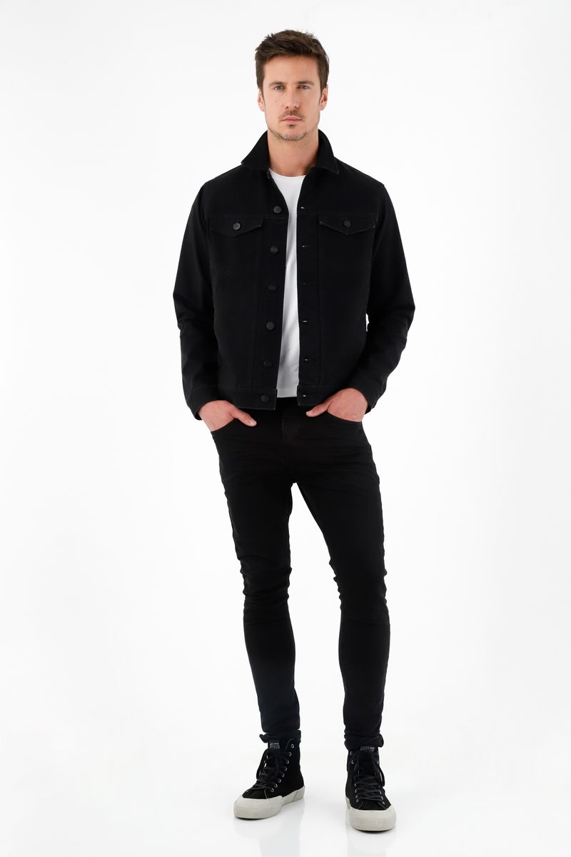 Chaqueta negra de jean para hombre