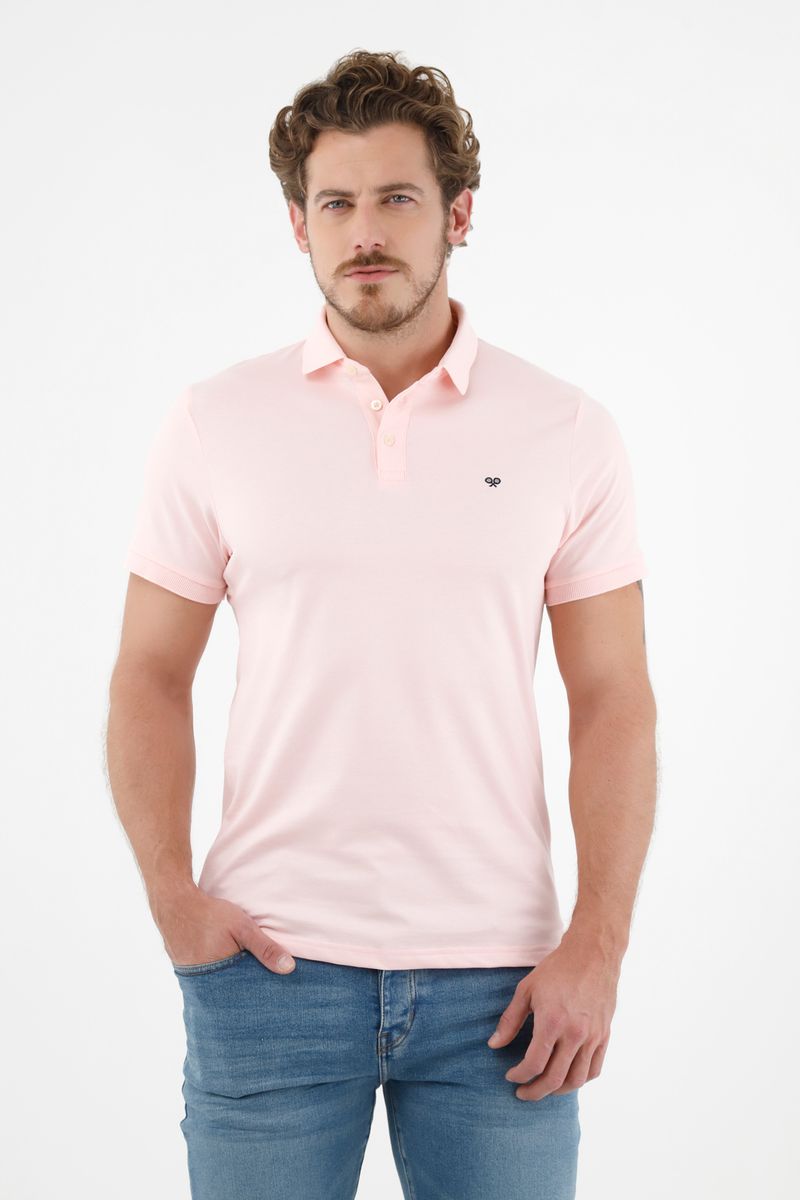 Polo rosada Lycra-Algodón para hombre