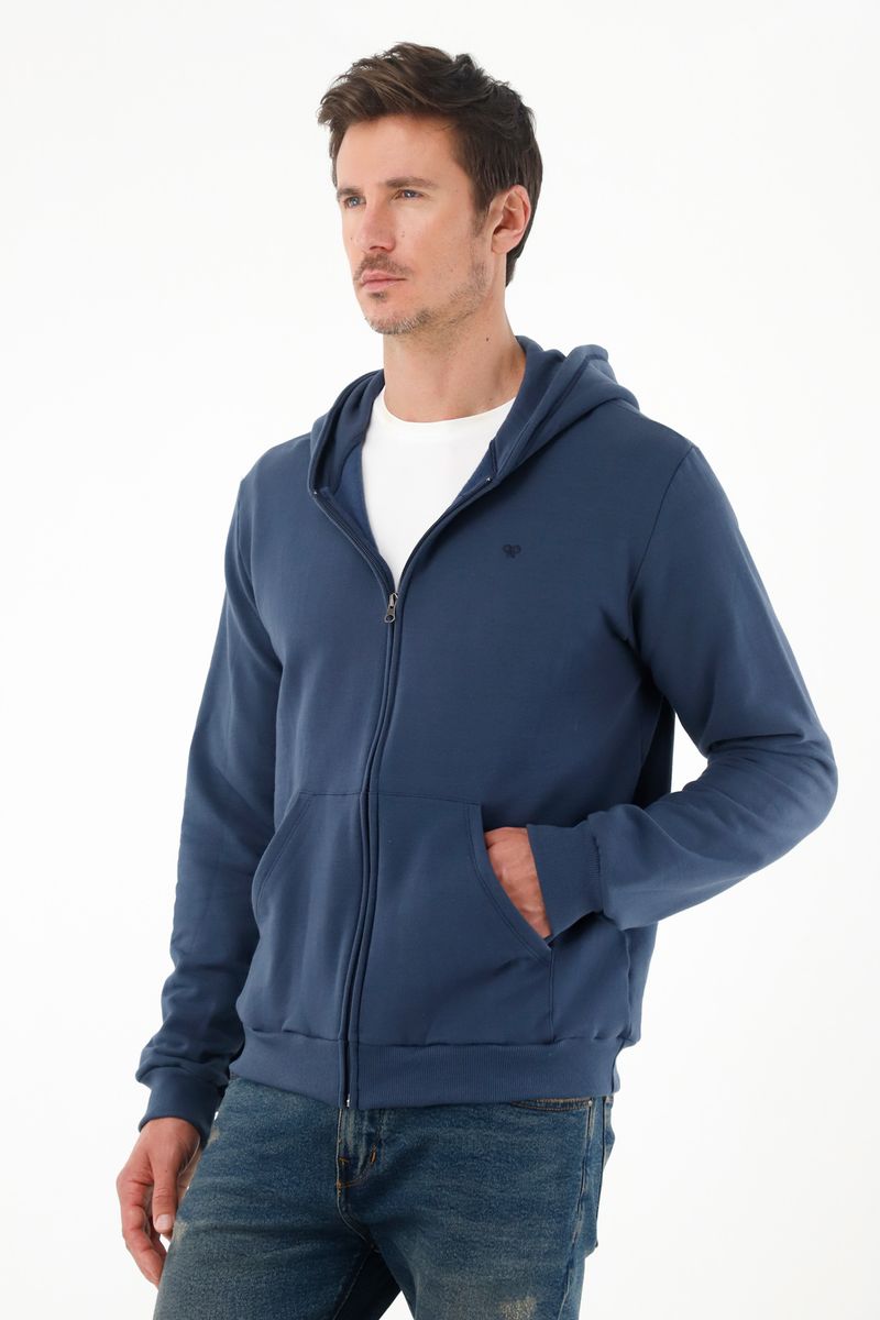 Buzo azul con bolsillos frontales para hombre